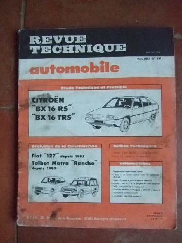 Citroën BX16 RS - BX16 TRS. Fiat 127 depuis 1982 - Talbot Matra