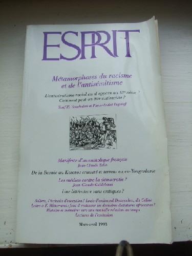 Esprit n° 3-4 Mars-Avril 1993 - Métamorphoses du racisme et de l